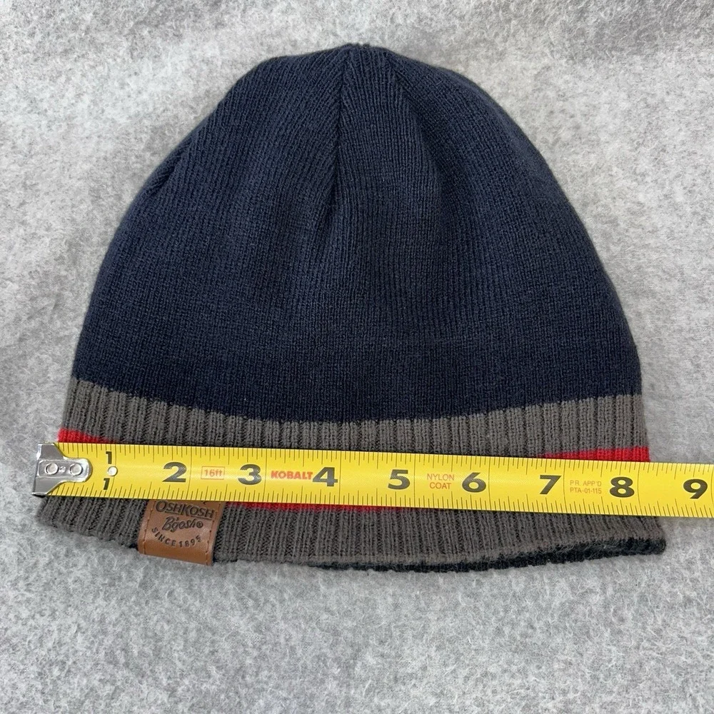 OshKosh B'gosh Dinosaur Reversible Beanie Knit Hat Kids Gray Blue